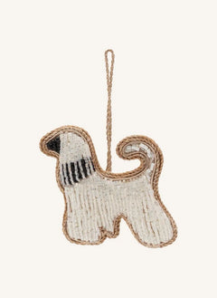 Anna + Nina - Adorno Navideño de Perro Brillante con Cuentas | Blanco