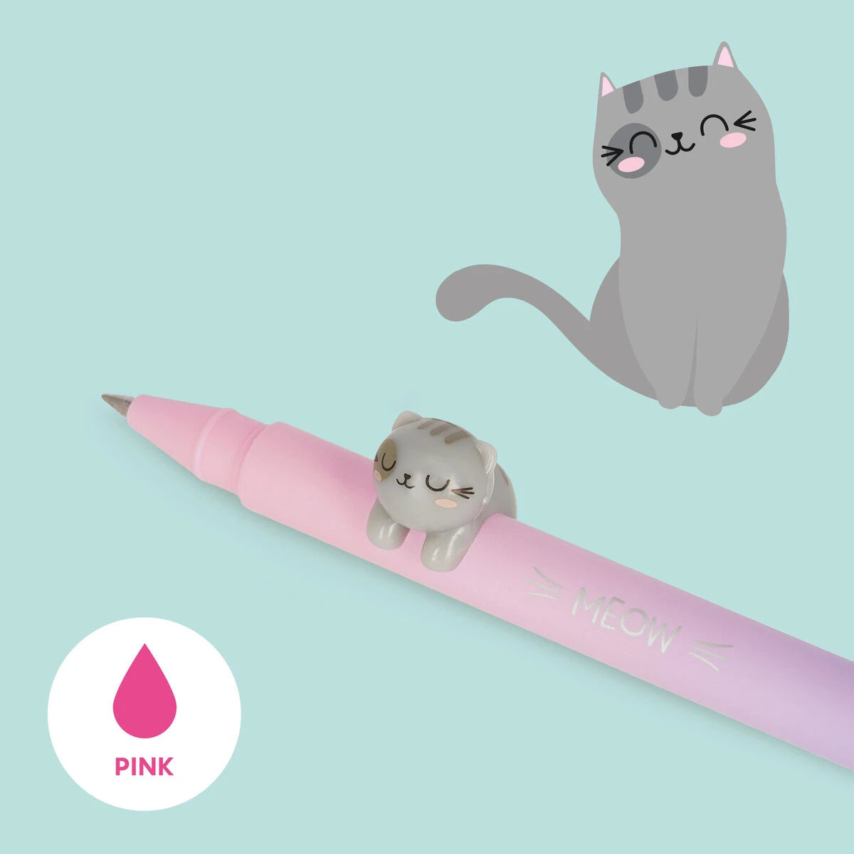 Legami - قلم جل مع "Be Curious" تعليقة حيوان Kitty - أصدقاء ظريفون