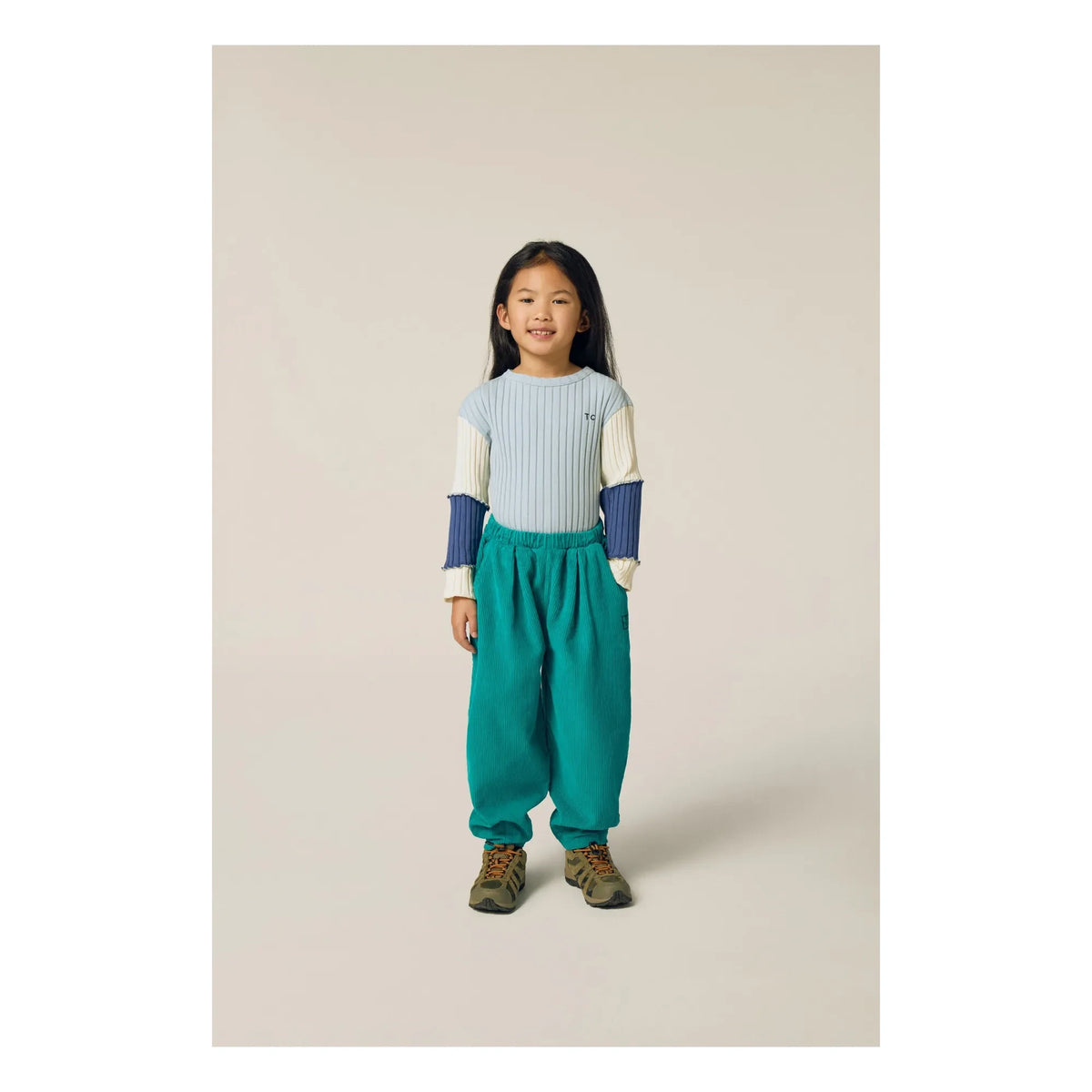 The Campamento - Contrast Ribbed T-shirt | Light Blue