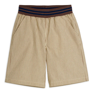 Mini Rodini - Organic Cotton Poplin Striped Shorts | Brown