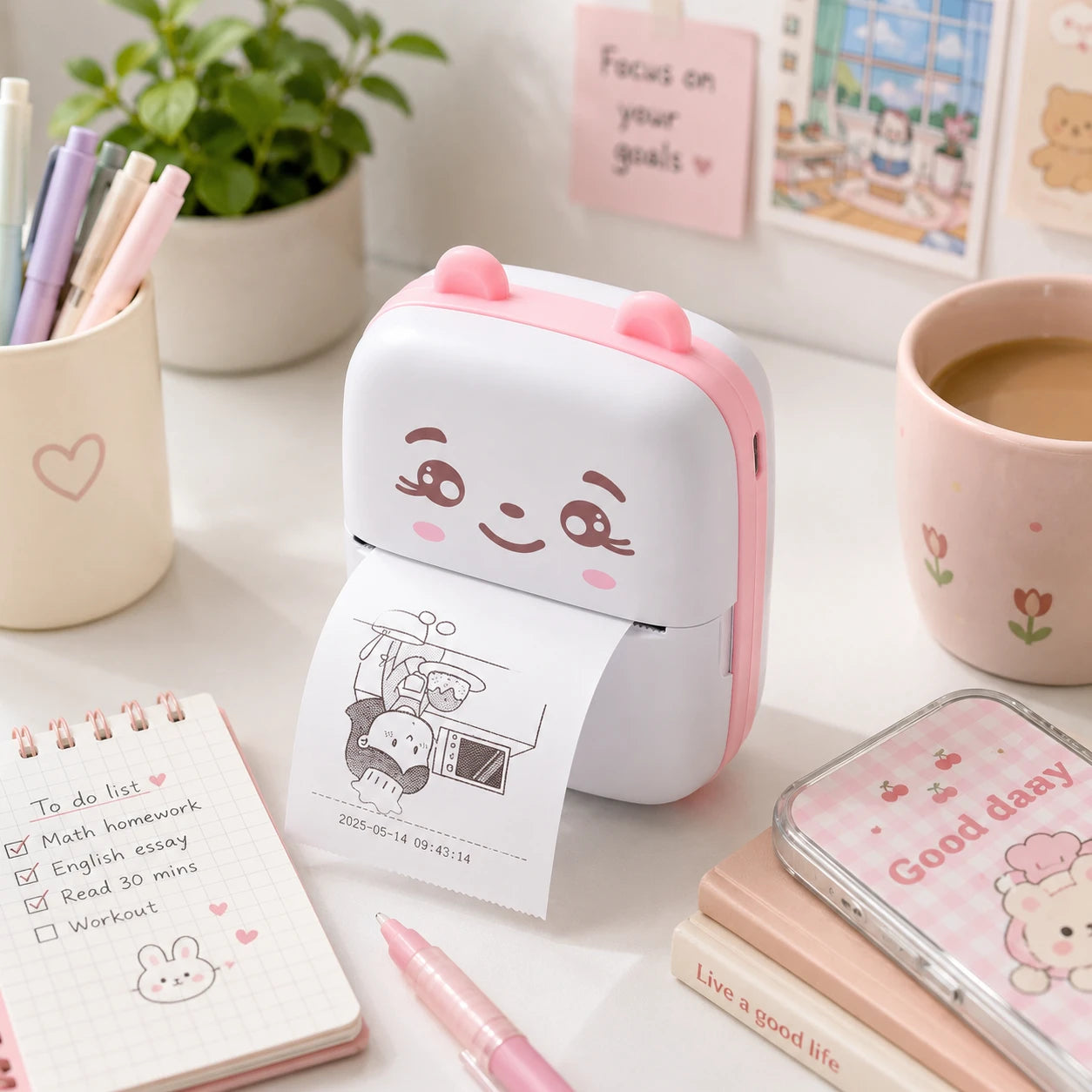 iPixi - Mini impresora móvil Bluetooth linda y rosa