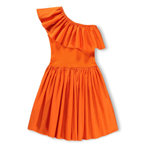 Molo - Chloey Organik Pamuk Asimetrik Fırfırlı Elbise | Turuncu