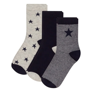 Petit Bateau - Set de 3 Calcetines con Estrellas | Azul Marino