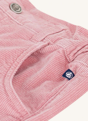 Petit Bateau - Kağıt Kese Pantolon Kadife Organik Pamuk | Pembe