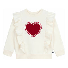 Petit Bateau - Kalp fırfırlı sweatshirt | Ekru