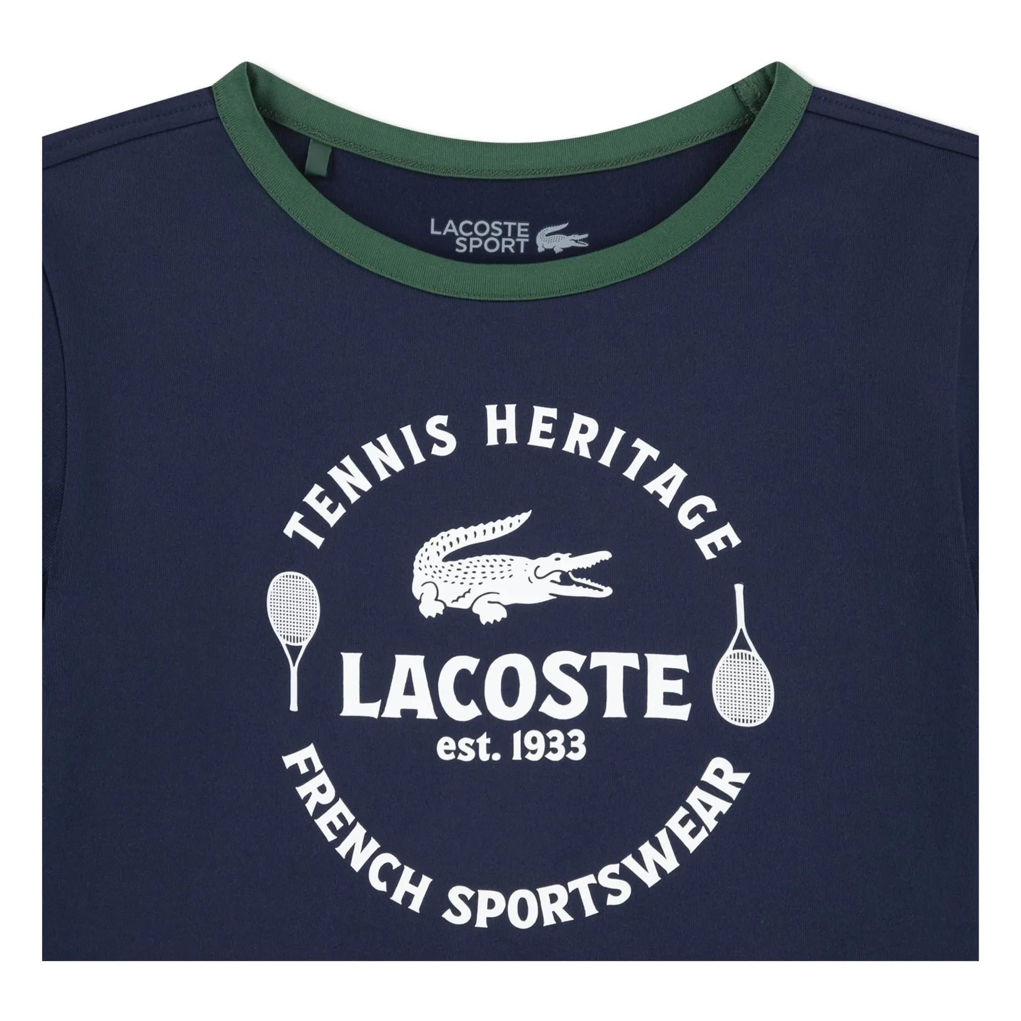 Lacoste - Kontrast yakalı, geri dönüştürülmüş lifli spor tişört | Lacivert