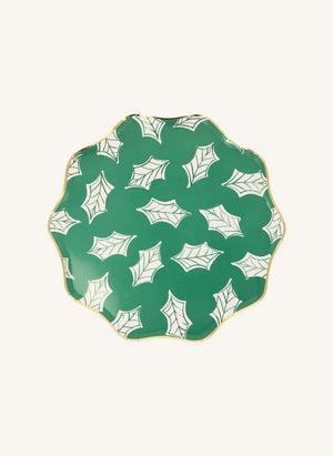 Meri Meri - Block Print desenli büyük Noel tabakları - 8'li set