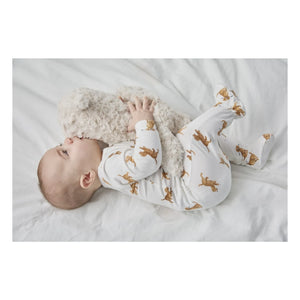 Petit Lem - Organic cotton and Modal pajamas, with dog paw details | White
