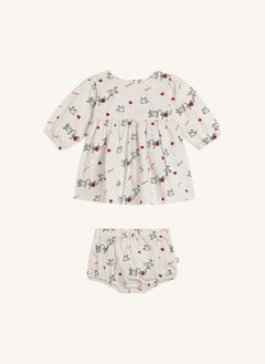 Stella McCartney Kids - Bird Print Dress with Tights-Style Shorts | Ivory