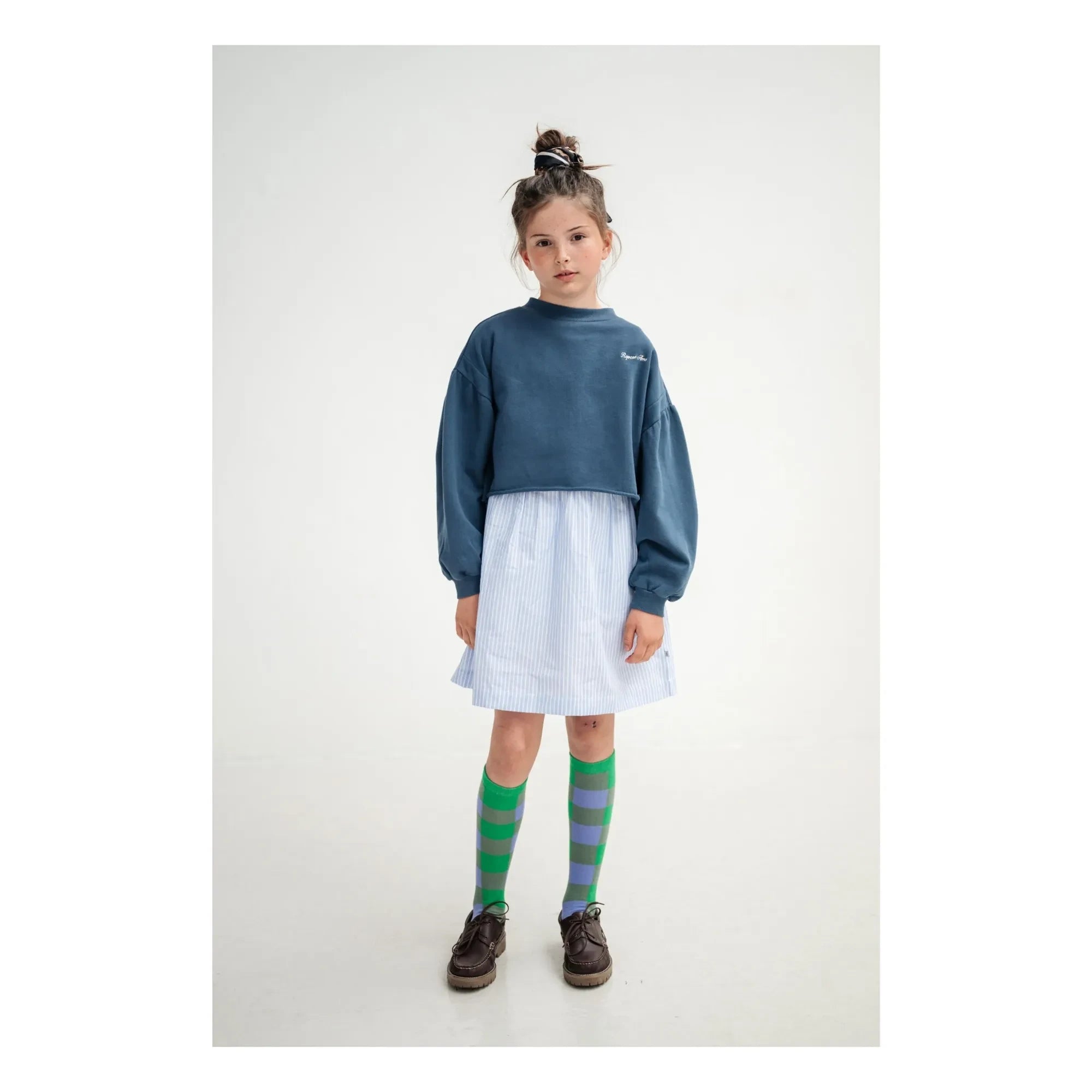 Repose AMS - Organik Pamuk Logolu Crop Sweatshirt | Koyu Mavi