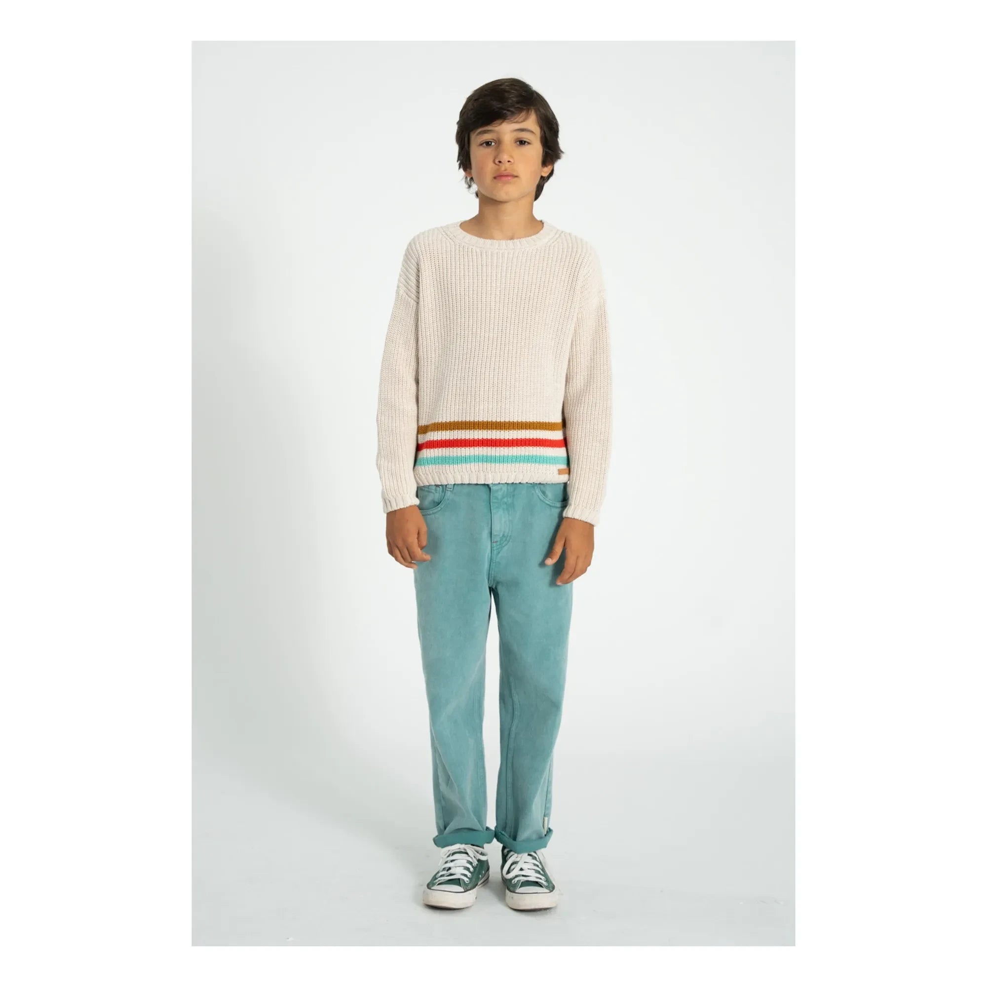 Piupiuchick – Gestreifter Pullover aus Bio-Baumwolle | Ecru