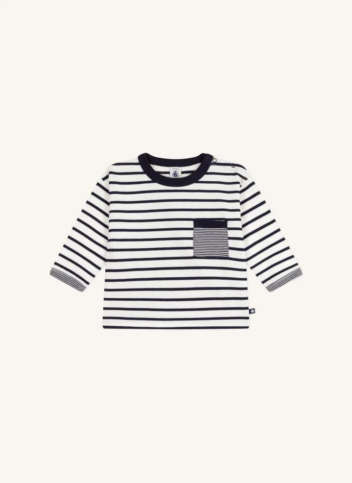 Petit Bateau - قطن عضوي | تي شيرت البحار الأبيض بجيوب