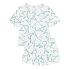 Petit Bateau - Pyjama Şort Eiffel Tower | Beyaz