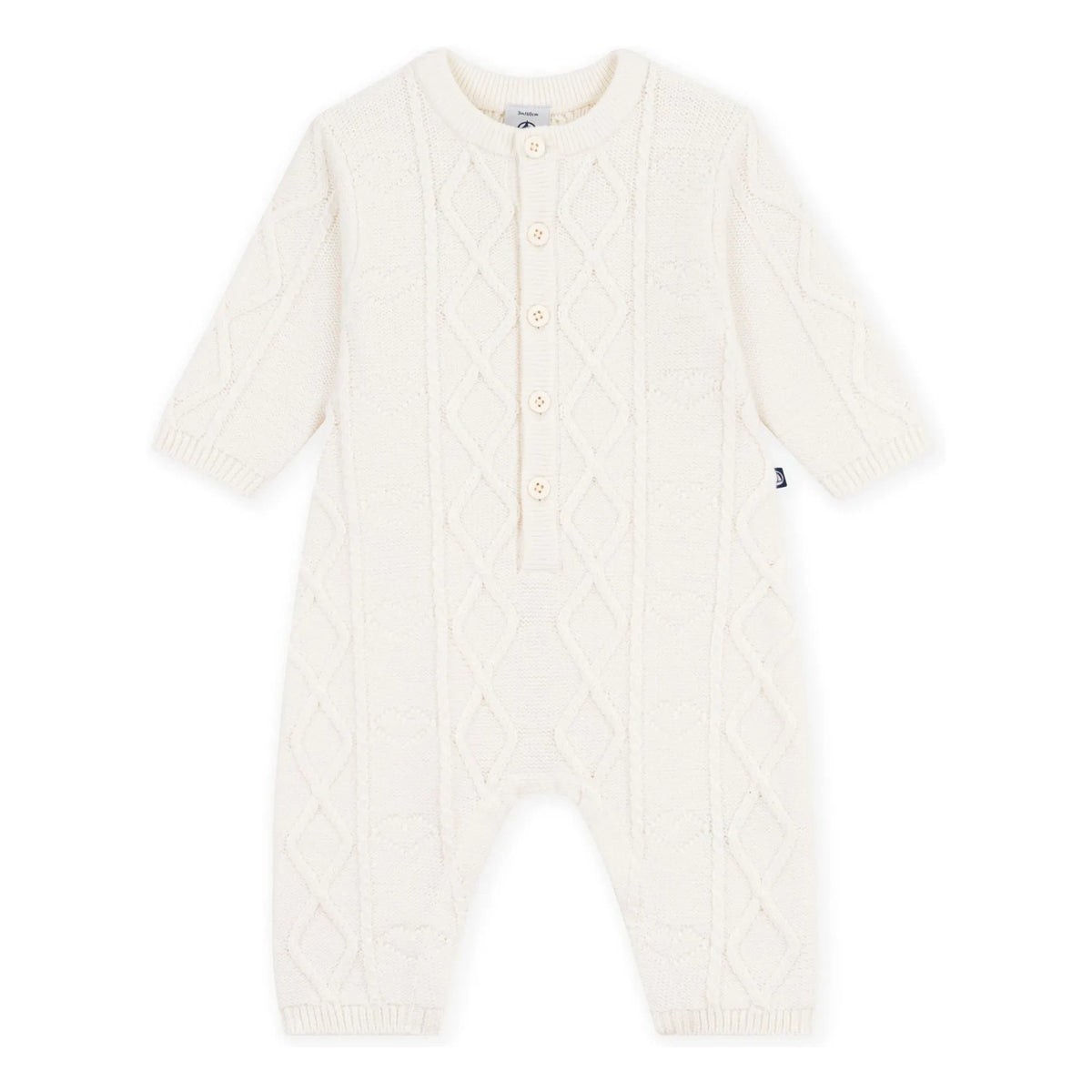 Petit Bateau - Yün Bükümlü Örgü Tulum | Beyaz