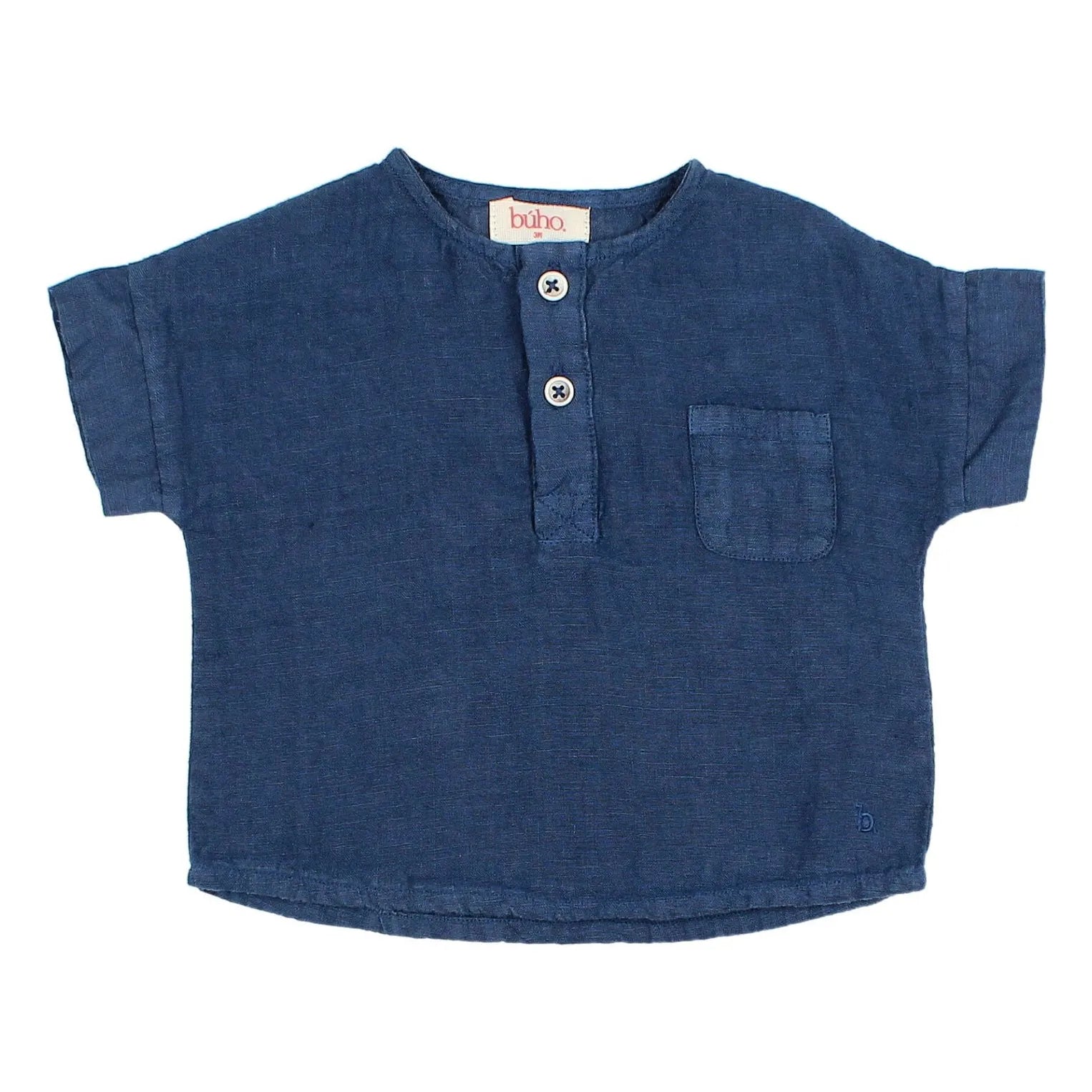 Búho - Linen Baby Shirt | Navy Blue
