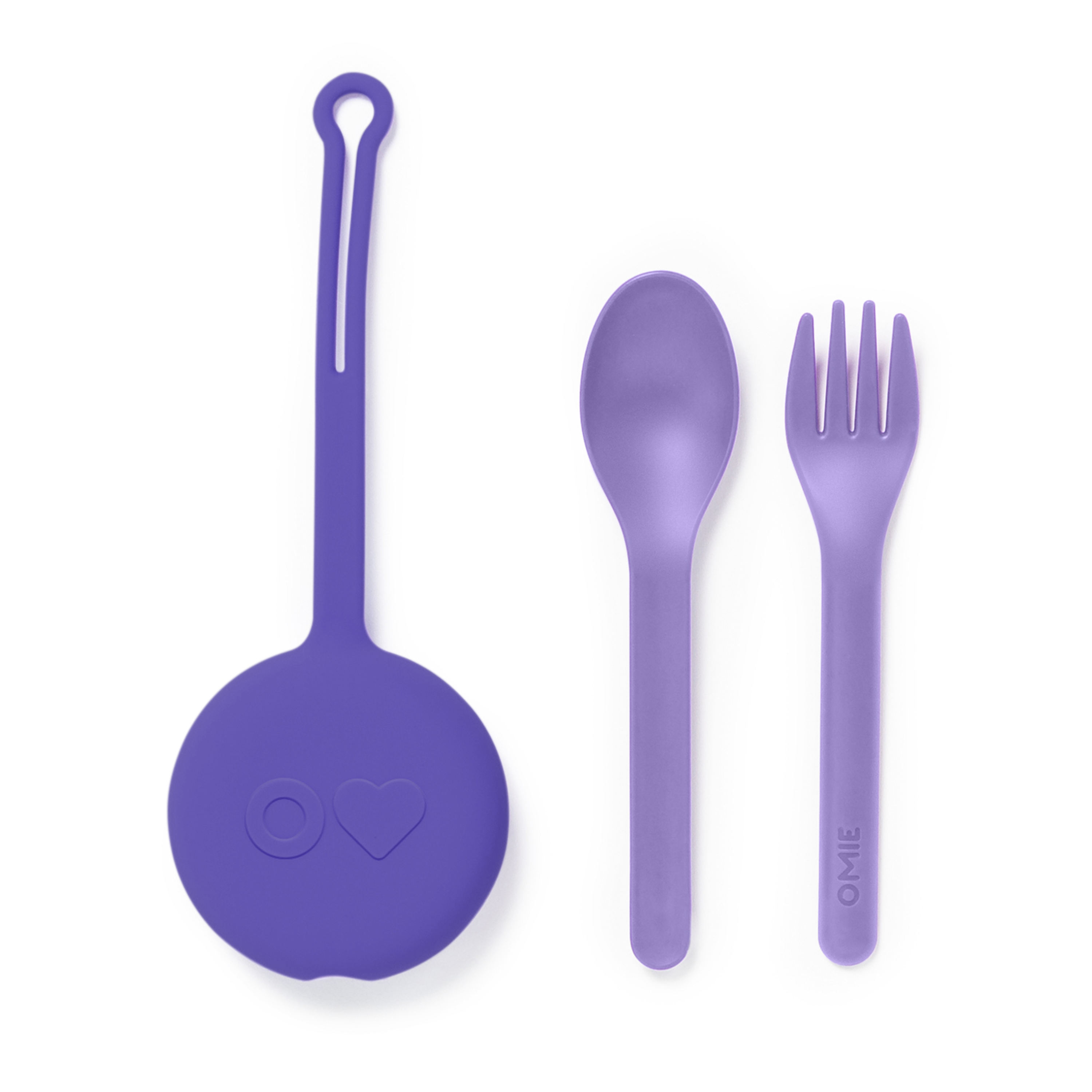 Omiebox - OmiePod Lila Silikon Çatal ve Kaşık Seti