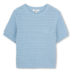 Chloé - Camiseta de ganchillo de algodón orgánico | Azul