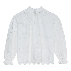 the new society - Sakura İngilizce Nakışlı Bluz | Beyaz