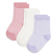 Petit Bateau - Set de 3 pares de calcetines acanalados a rayas | Rosa