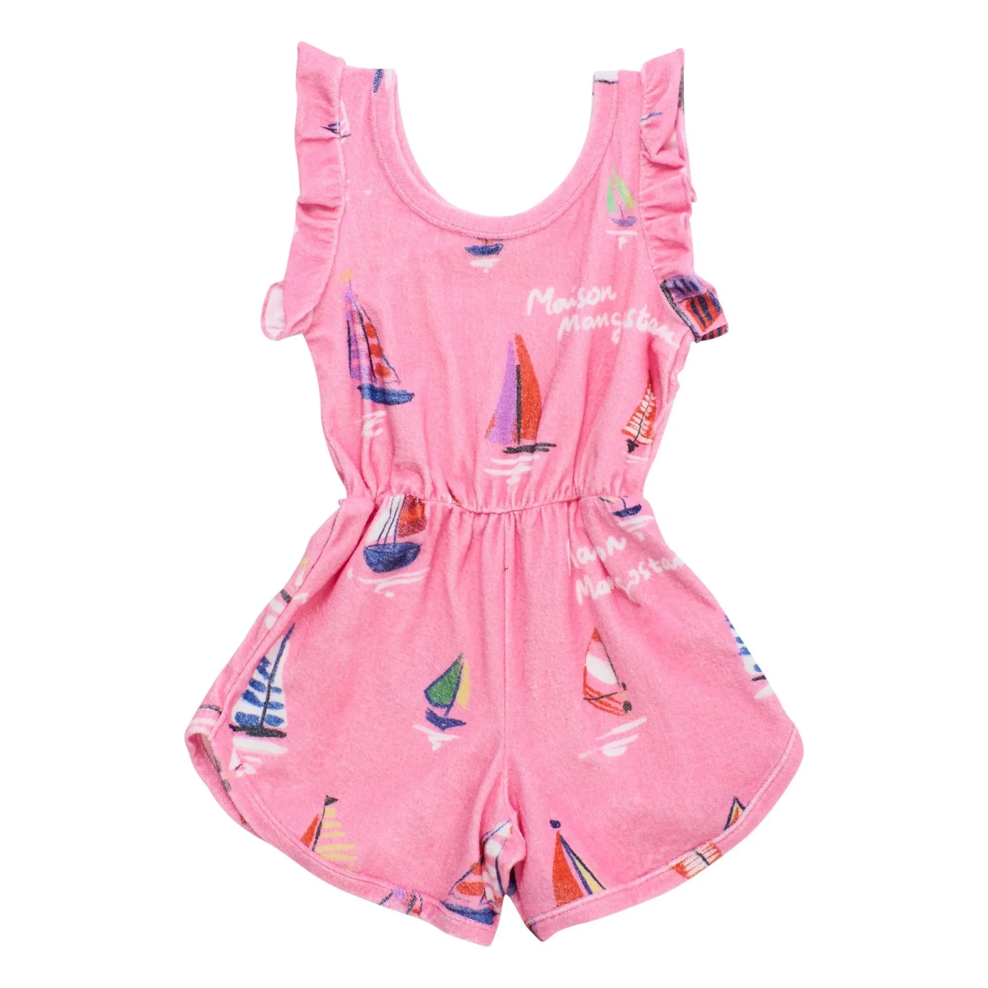 Maison Mangostan - Rosa Voile Eponge Overall mit Shorts