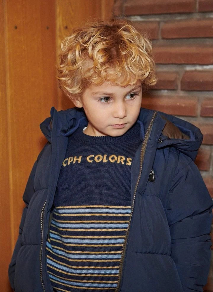 Copenhagen Colors - 2-in-1 Down Jacket with Removable Sleeves | Navy