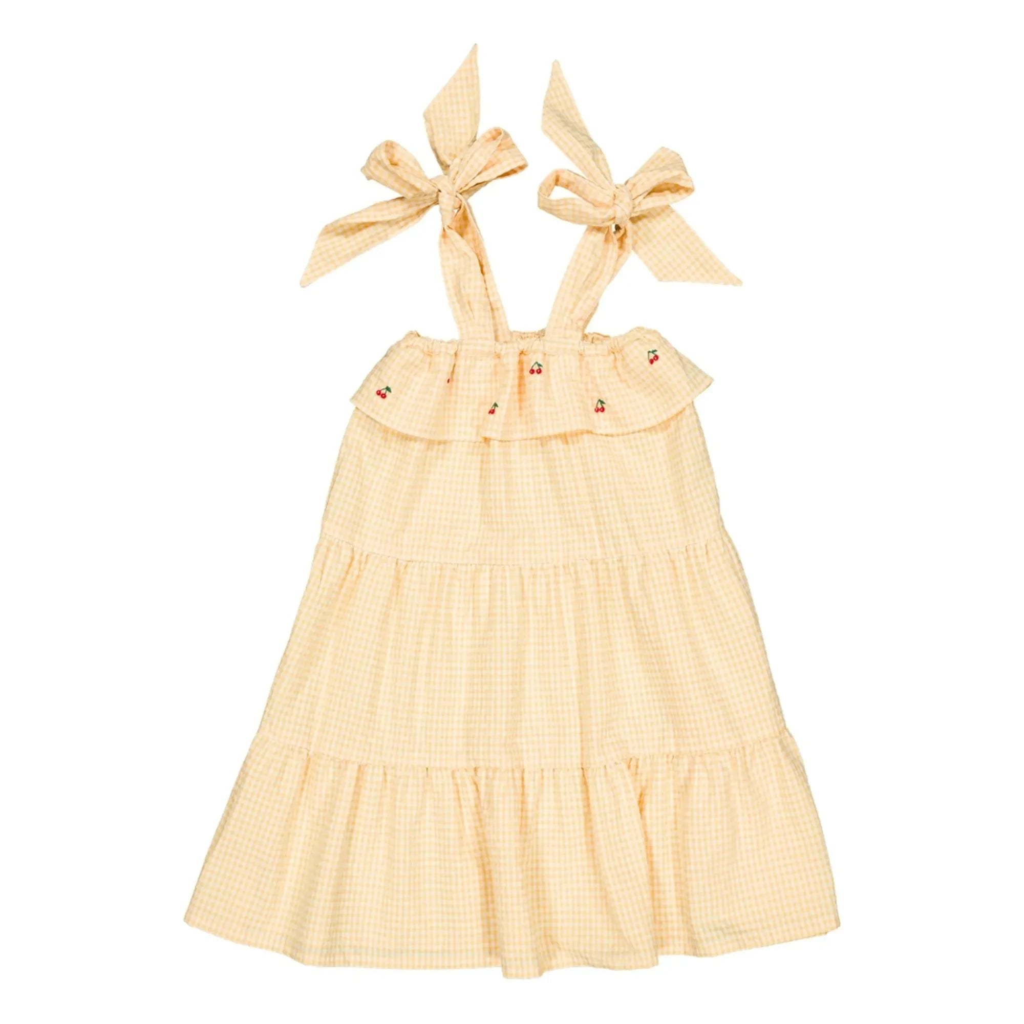 Loir - Olga Gingham Organic Cotton Dress | Yellow