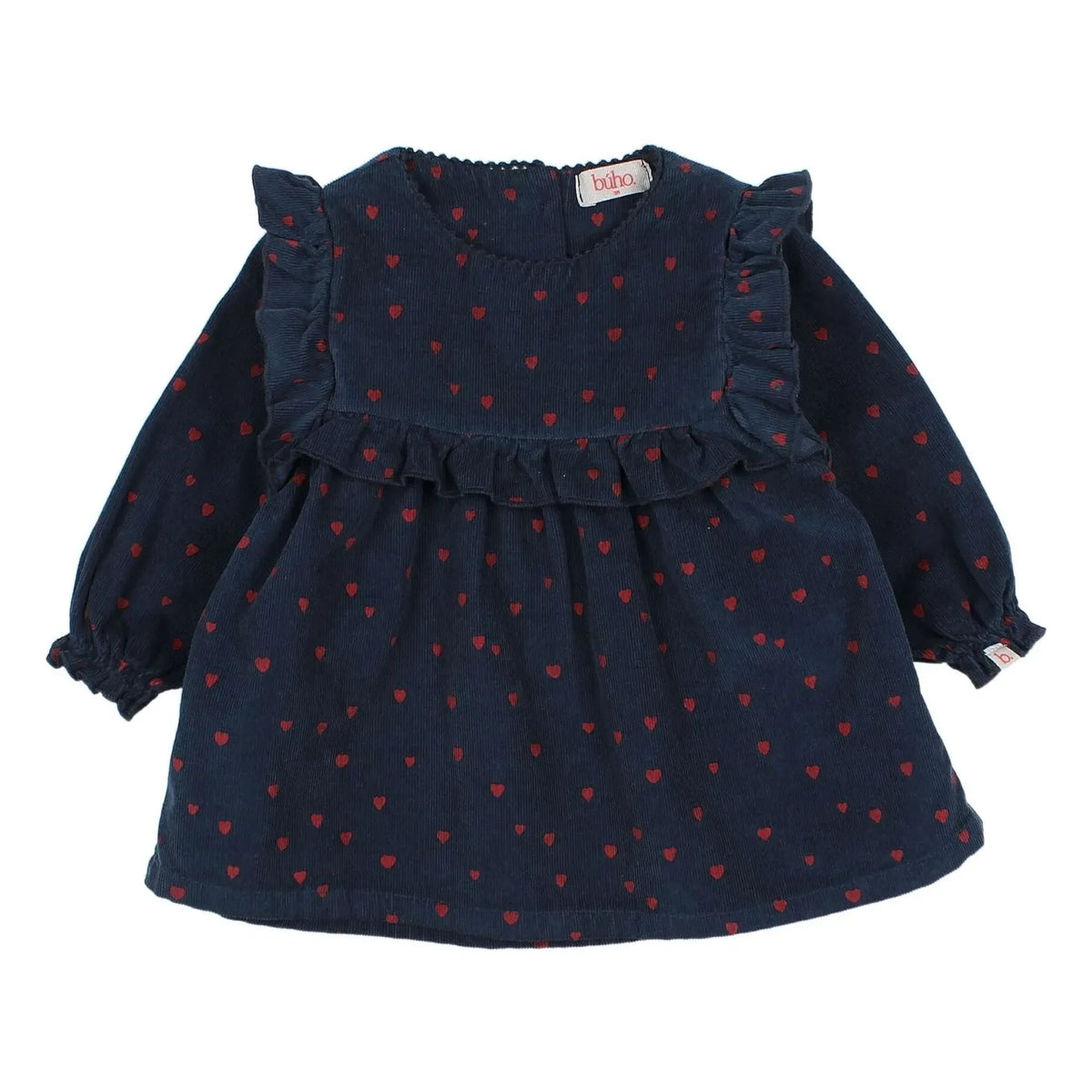 Búho - Vestido Mini Corazón con Volantes Bebé | Azul Marino