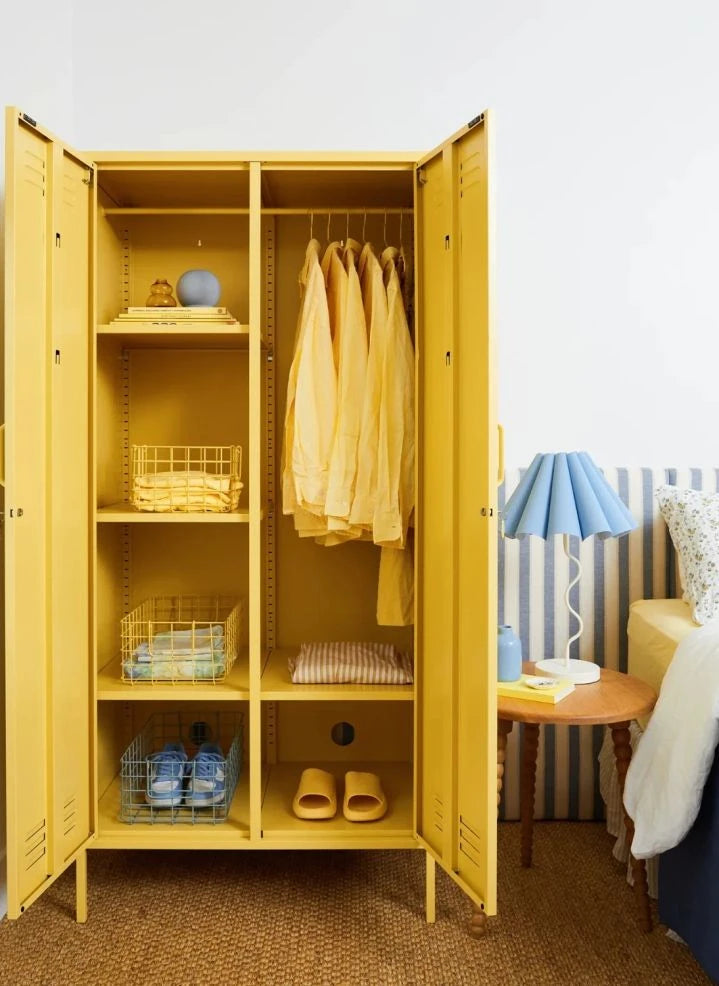 Mustard Made - Twinny Metallschrank | Blasses Gelb