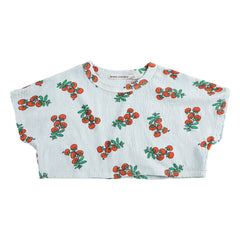 Bobo Choses - Camiseta Crop de Algodón Orgánico Tomate | Azul claro