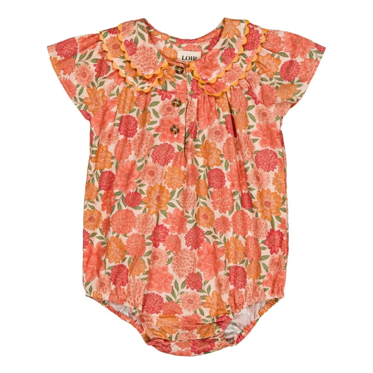 Loir - Toinette Fleurs Bio-Baumwoll Strampler | Koralle