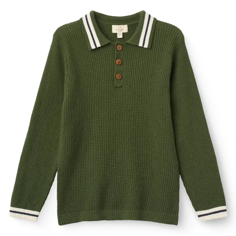 Copenhagen Colors - Organik Pamuklu Örgü Polo Tişört | Yeşil