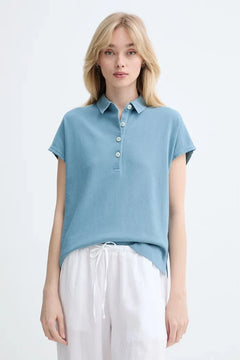 Camiseta de mujer de algodón con cuello de Marc O'Polo
