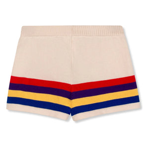 Wynken - Gestreifte Bio-Baumwoll-Strickshorts | Ecru