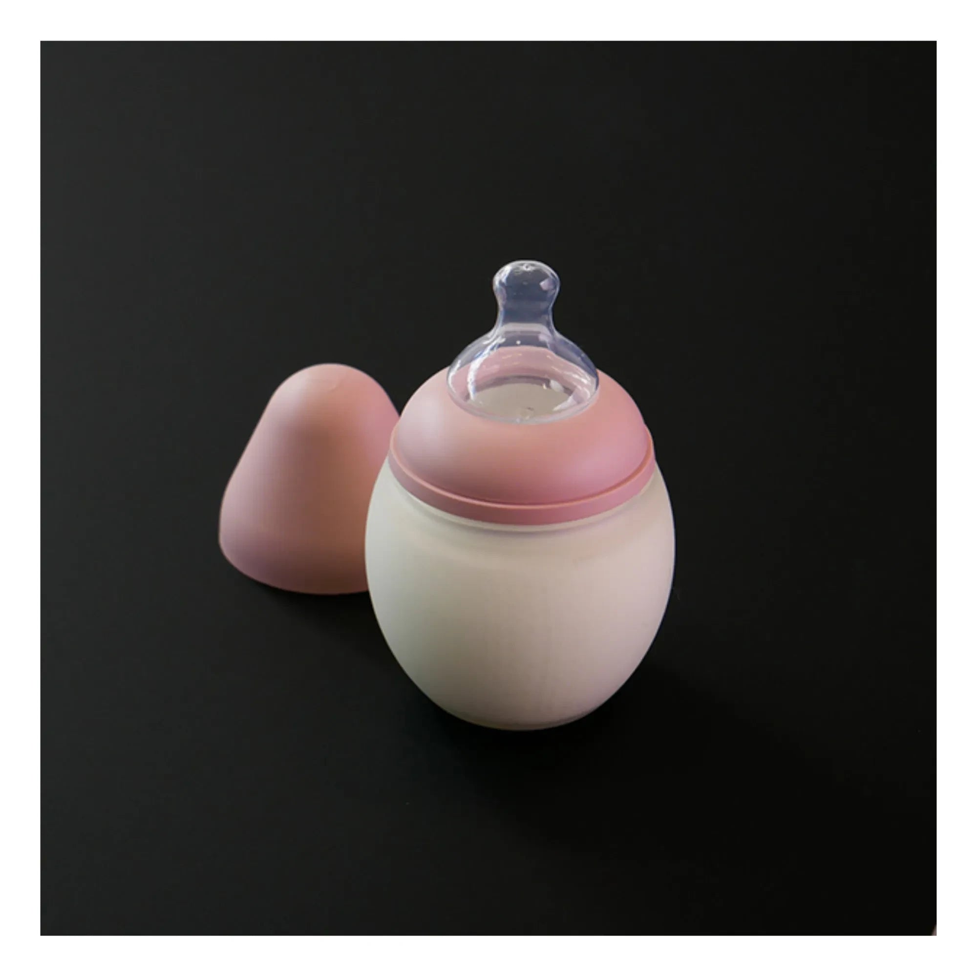 Elhée - Medizinische Silikonflasche mit orthodontischem Sauger | Blush