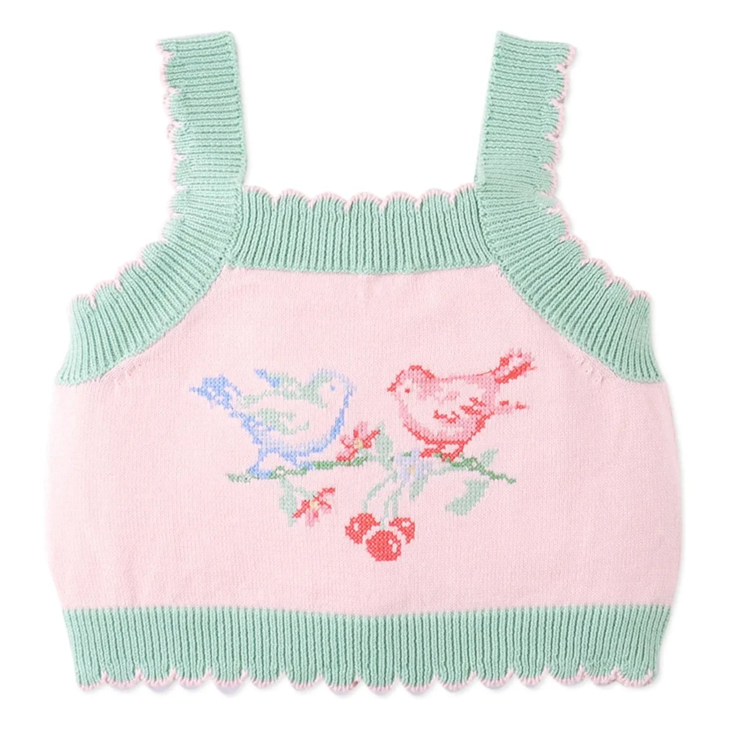 Gingersnaps - Soluk Pembe | Gül Nakışlı Tül Crop Top