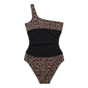 Finger in the nose - Asymmetric Swimsuit Sia Python | Brown