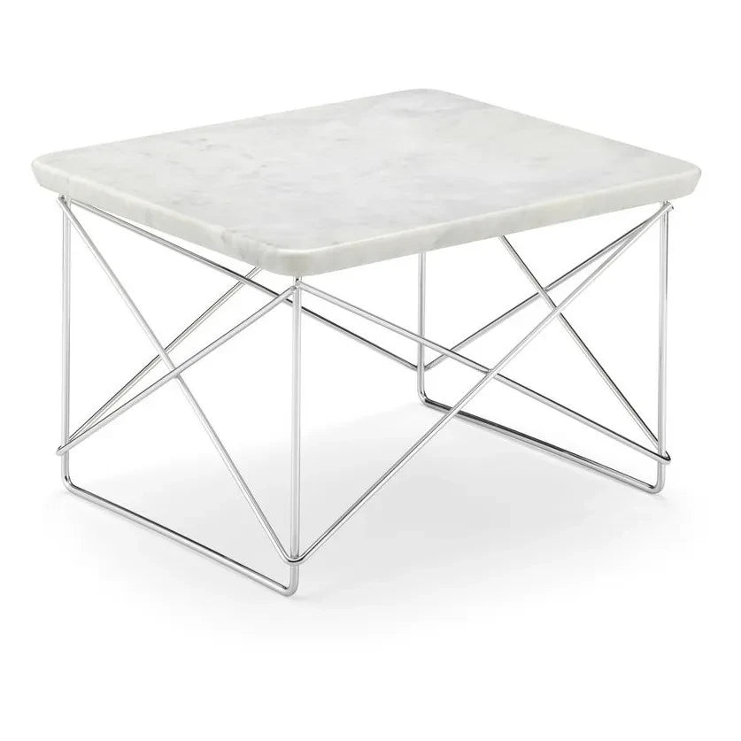 Vitra - Charles & Ray Eames Design Chrome Side Table LTR | White Marble