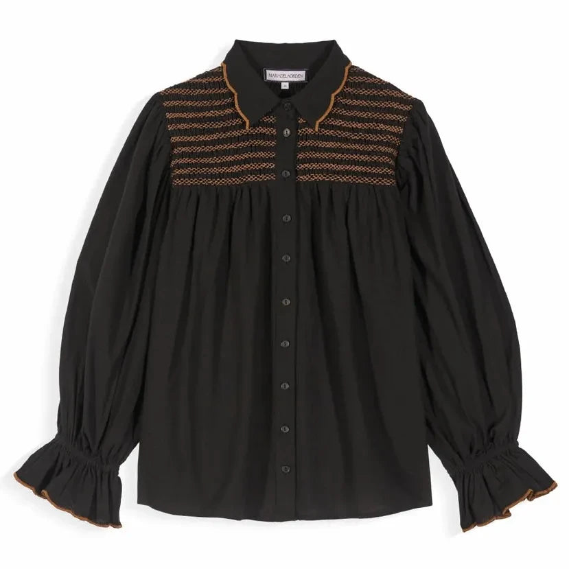 Maria de la Orden - Blusa Blossom de algodón | Negro