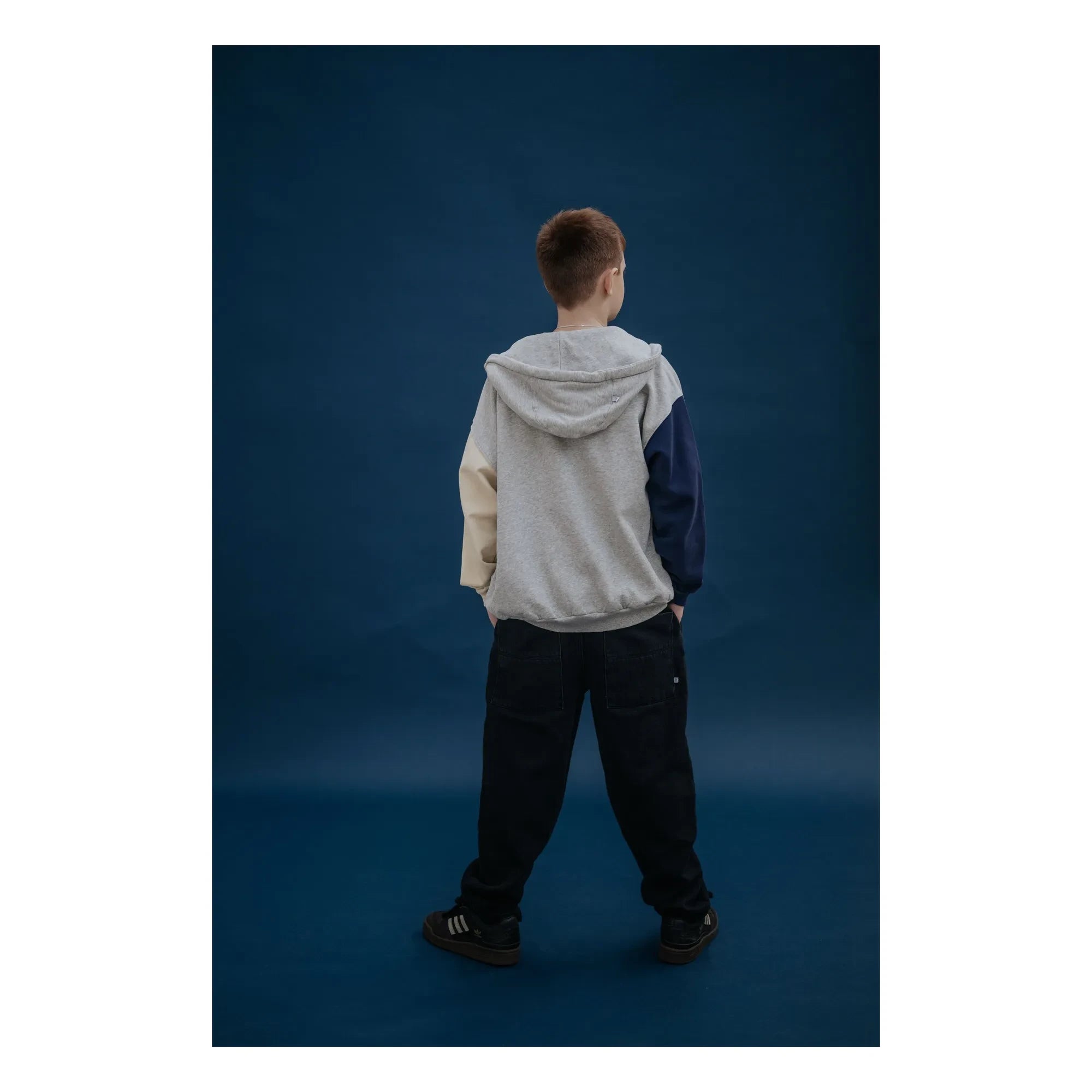 Repose AMS - Organic Cotton Tricolor Zip-up Sweatshirt | Gray