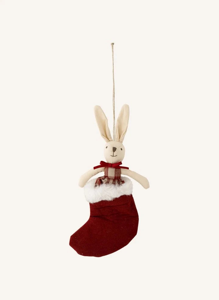 Bloomingville Mini - Kırmızı Tavşan Yılbaşı Süsü