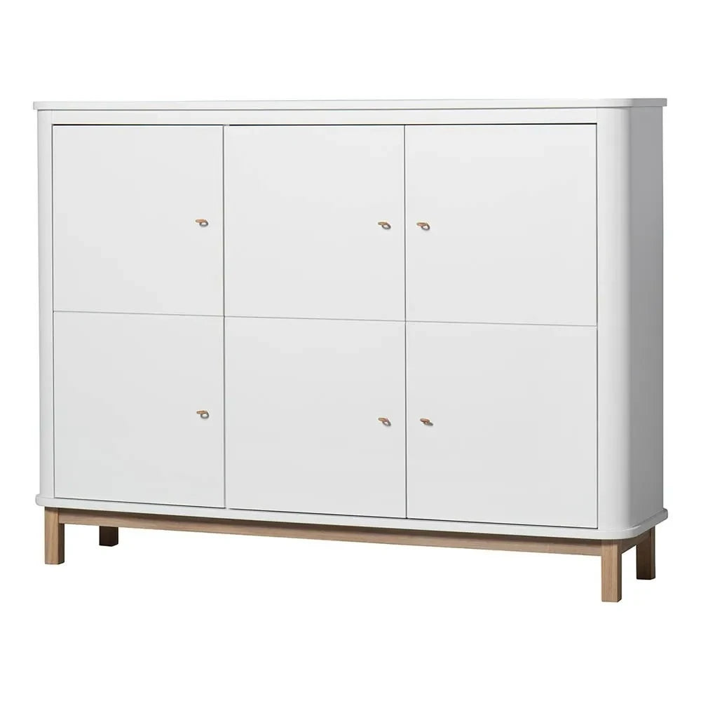 Oliver Furniture - Çok Bölmeli 3 Kapılı Meşe Şifonyer | Beyaz