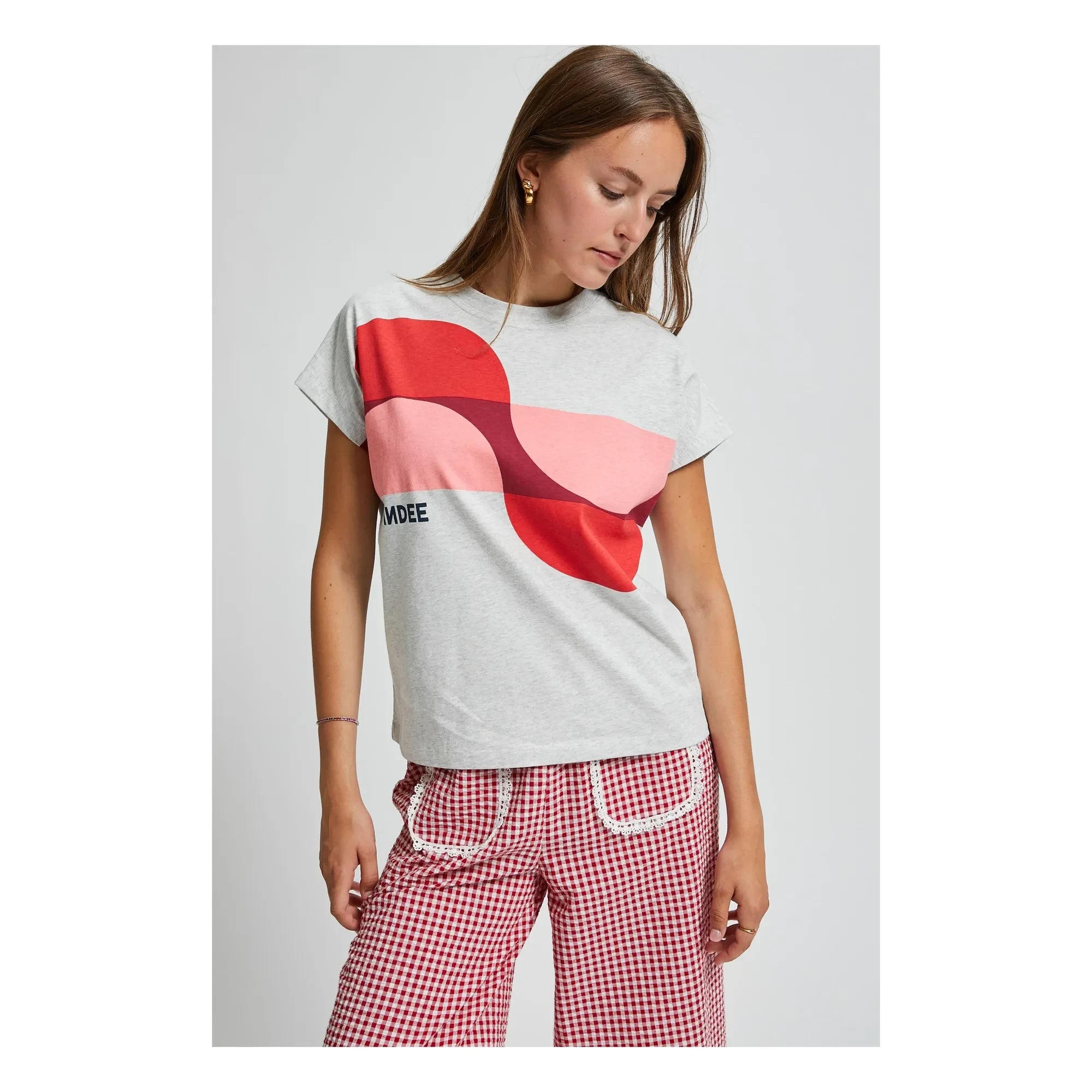 Indee - Bedrucktes Mink T-Shirt | Grau meliert