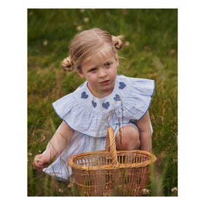 Copenhagen Colors - Striped Seersucker Organic Cotton Dress | Light Blue