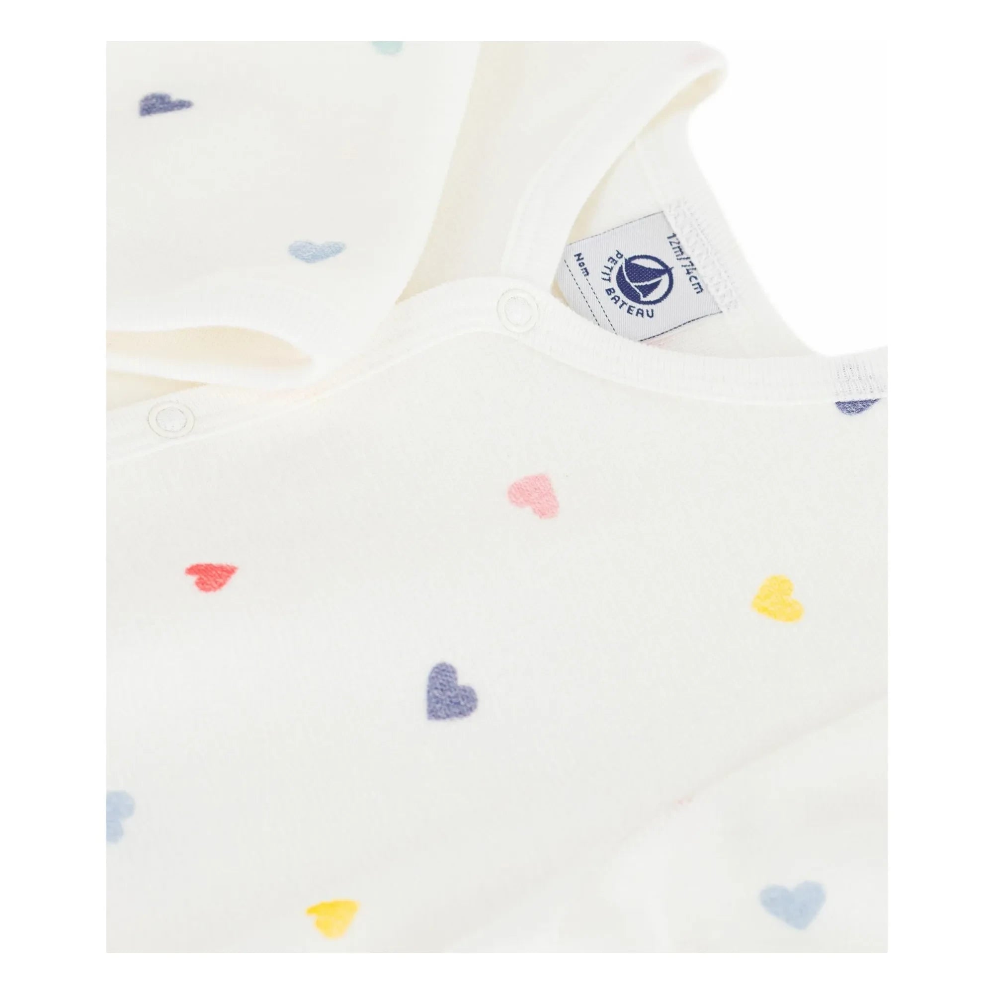 Petit Bateau - Dors Bien Cœurs Kadife Pijamalar | Beyaz
