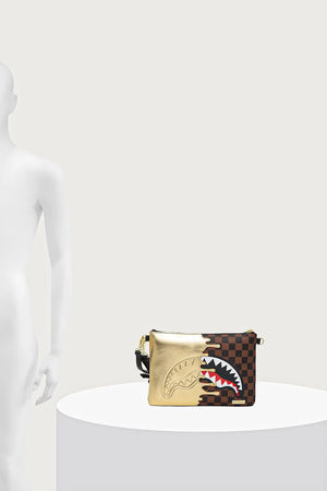 Sprayground - Brown Faux Leather Women's Shoulder Bag with Sharks in Paris 910B9344NSZ