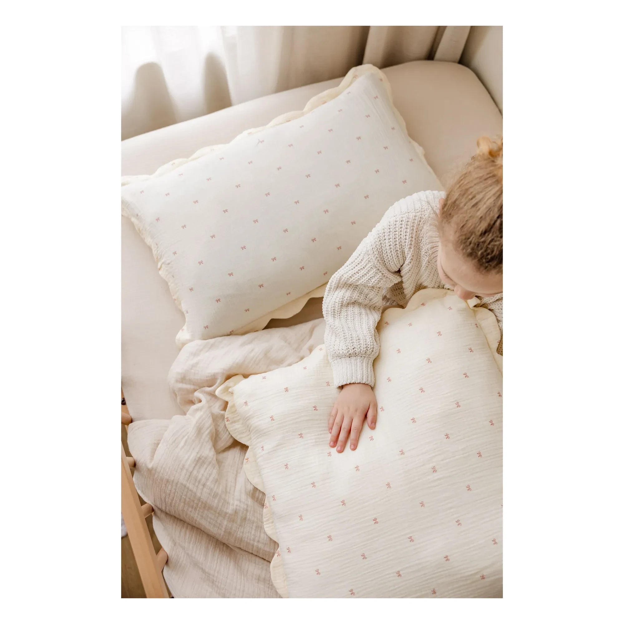 Soft Spot - Organic Cotton Ribbon Pillowcases - Set of 2 | Ivory