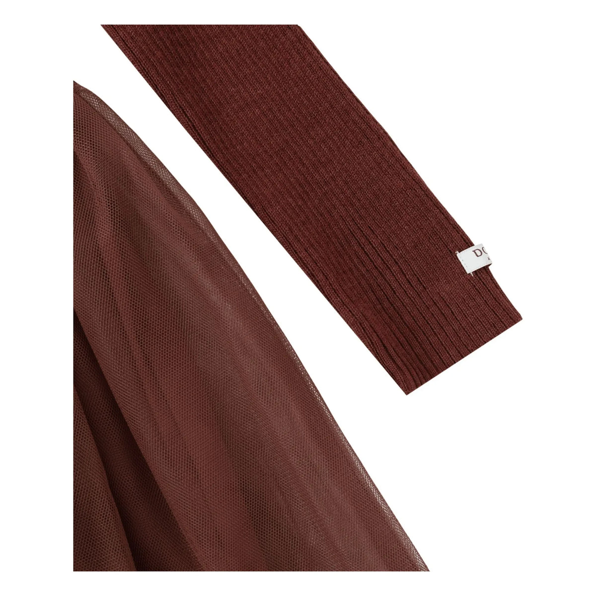 Donsje - Lotus Çift Malzemeli Elbise | Çikolata
