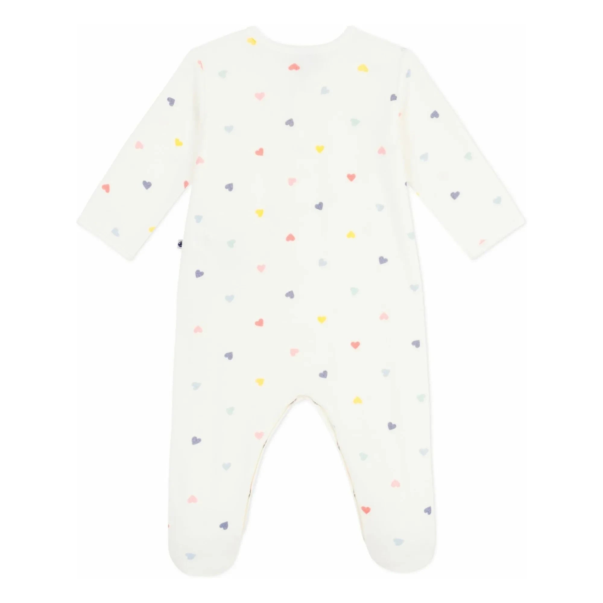 Petit Bateau - Dors Bien Cœurs Kadife Pijamalar | Beyaz