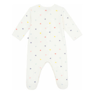 Petit Bateau - Dors Bien Cœurs Kadife Pijamalar | Beyaz