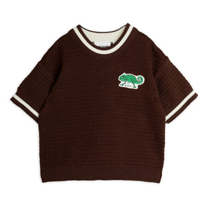Mini Rodini - Garden Lizard Short-Sleeve Organic Cotton Sweater | Brown